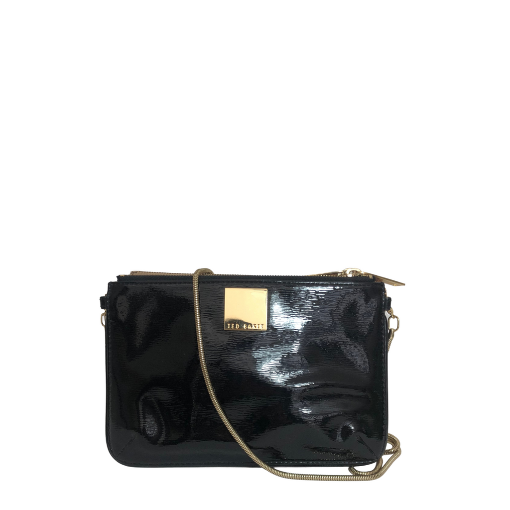 Ted Baker Black and Beige Double Sided Leather Convertible Shoulder Bag | Pre loved |