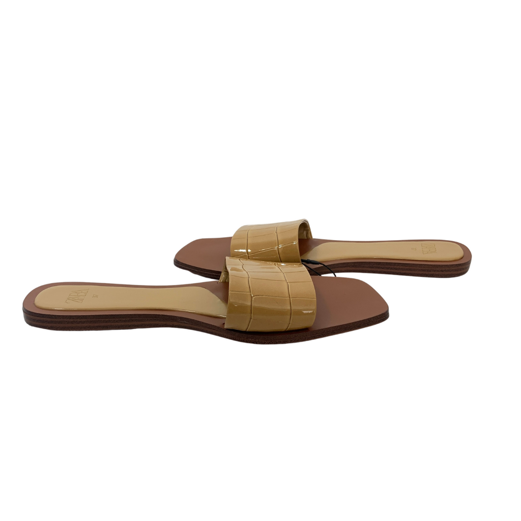 ZARA Camel Croc Print Slides | Brand New |