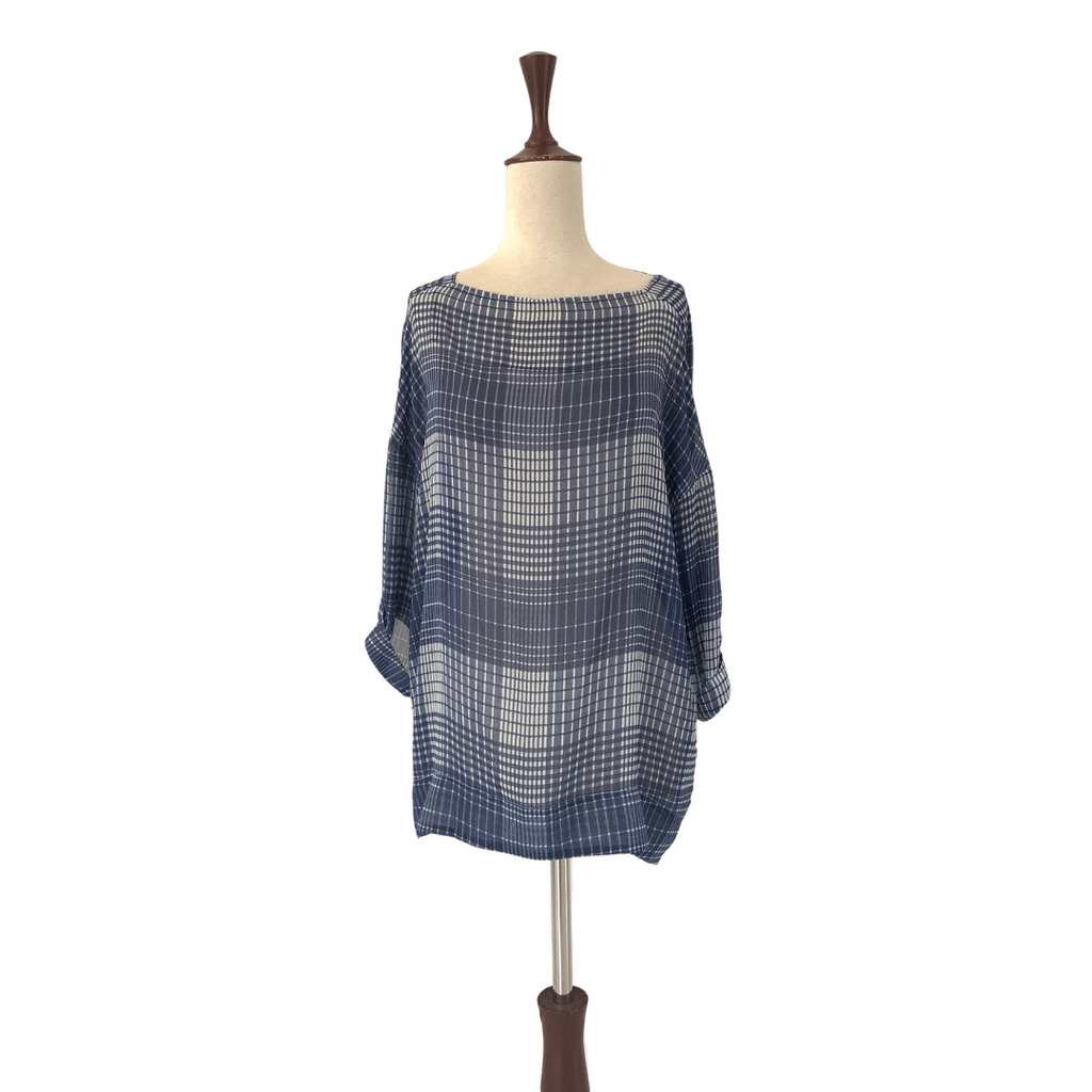 H&M Blue Printed Checked Top | Like New |