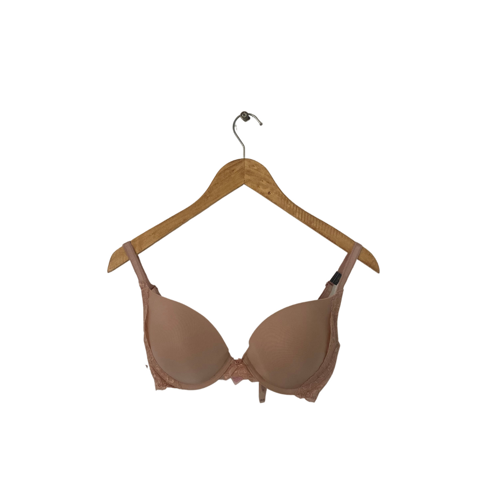Victoria's Secret Beige Lace Trim Push-up Bra | Brand New |