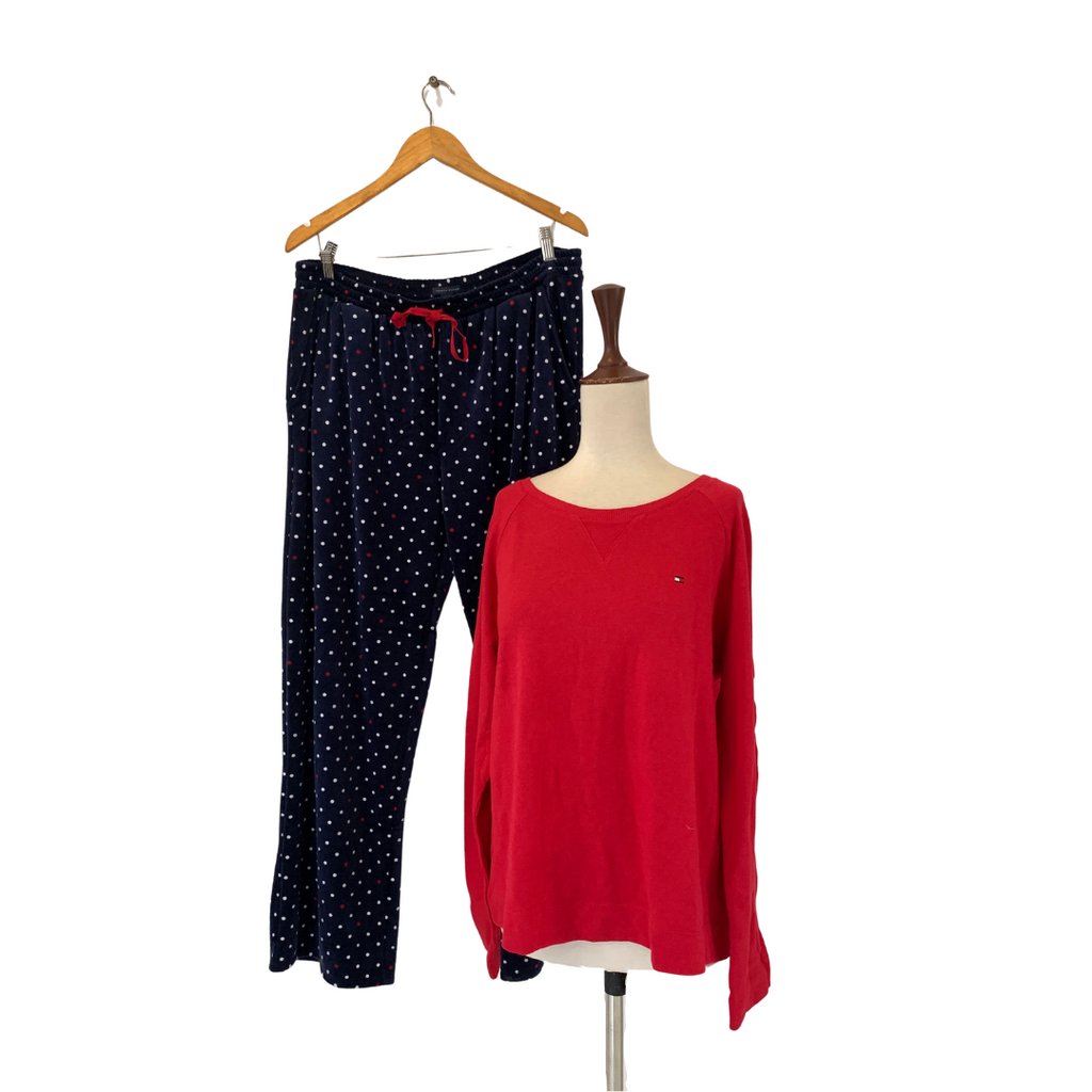 Tommy Hilfiger Red & Navy Polka Dot PJ Set | Brand New |