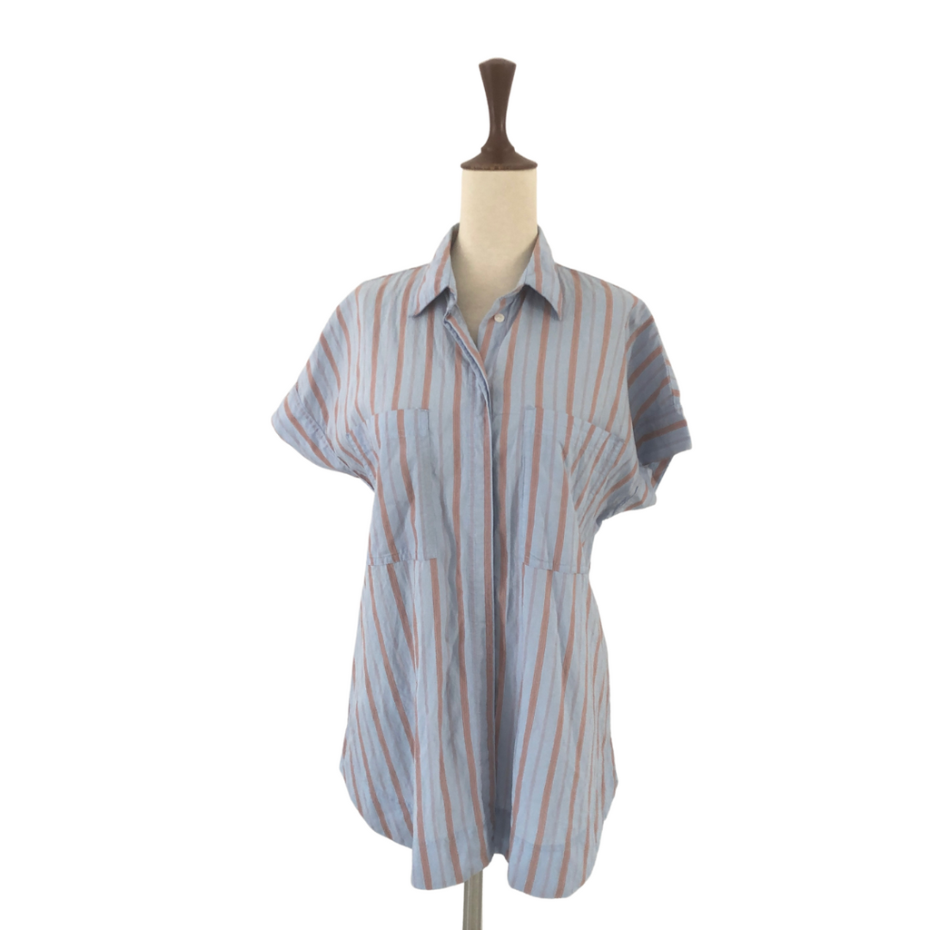ZARA Blue Striped Short-Sleeved Tunic | Gently Used |