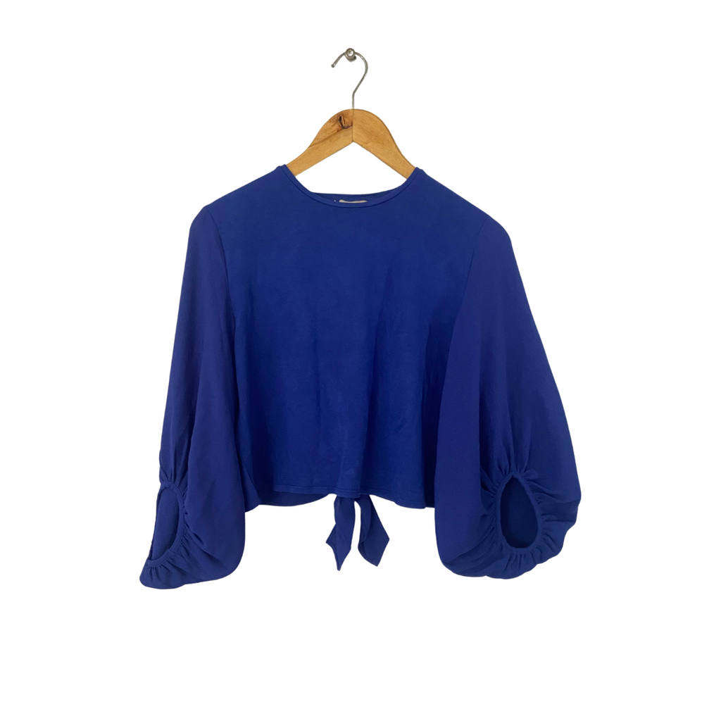 ZARA Ink Blue Open Back Blouse | Gently Used |