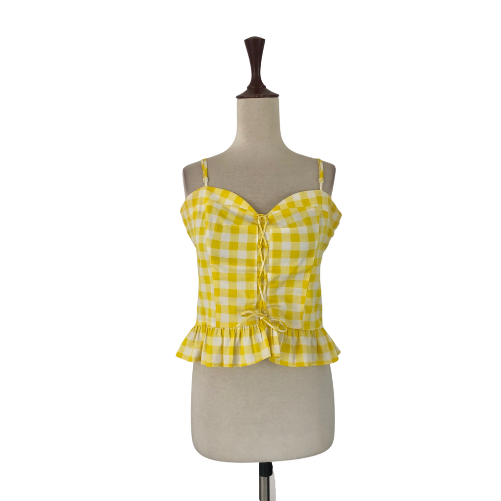 Mango Yellow & White Checked Corset Top | Pre Loved |