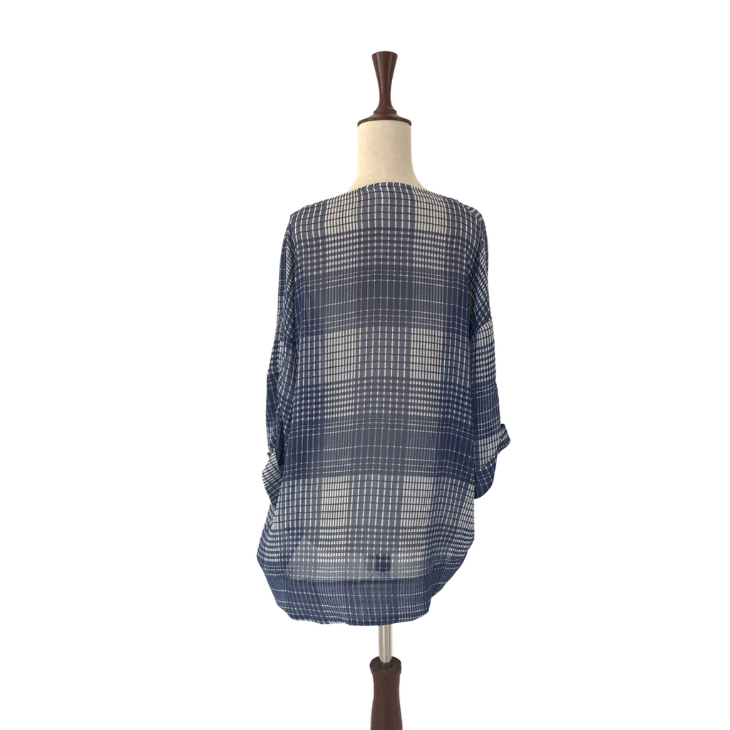 H&M Blue Printed Checked Top | Like New |