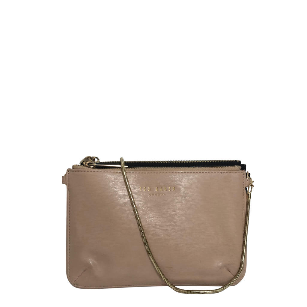 Ted Baker Black and Beige Double Sided Leather Convertible Shoulder Bag | Pre loved |