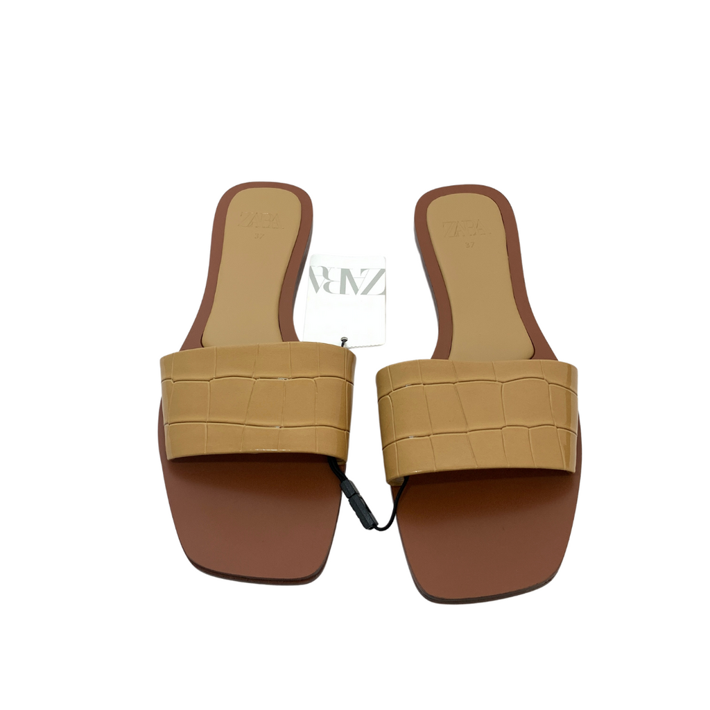 ZARA Camel Croc Print Slides | Brand New |