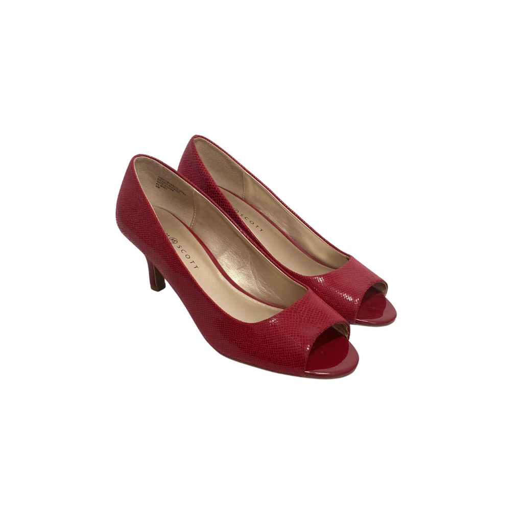 Karen Scott Red Croc Textured Peep-toe Heels | Like New |