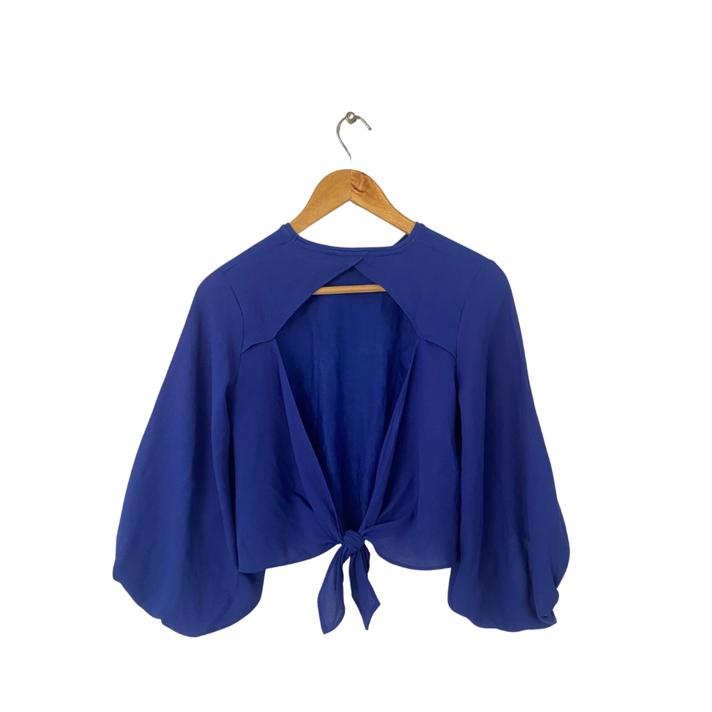 ZARA Ink Blue Open Back Blouse | Gently Used |