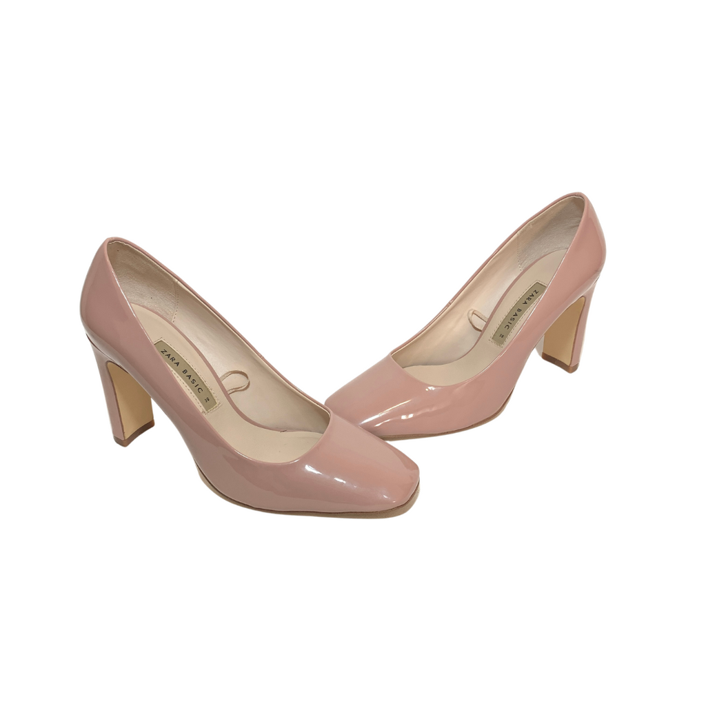 ZARA Nude Pink Square-toe Pumps | Pre Loved |