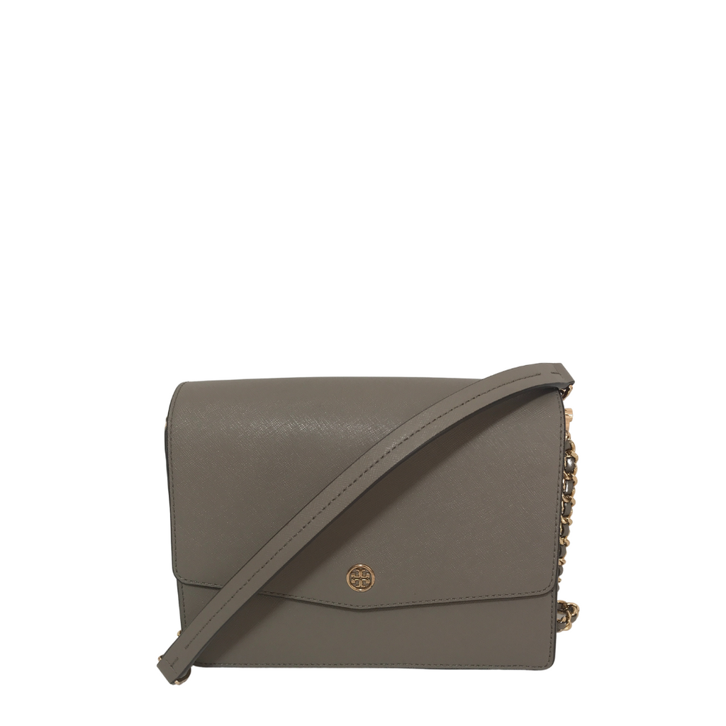 Tory Burch Grey Robinson Converible Leather Shoulder Bag | Gently Used |