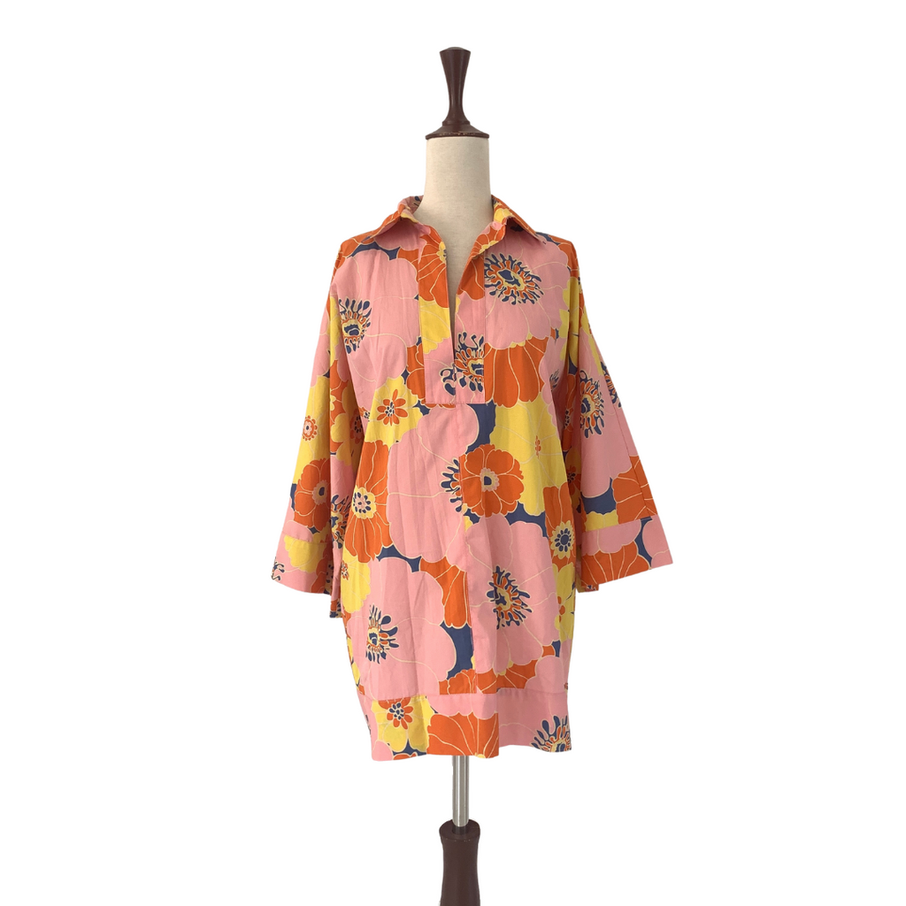 ZARA Pink Floral Printed Cotton Tunic | Brand New |