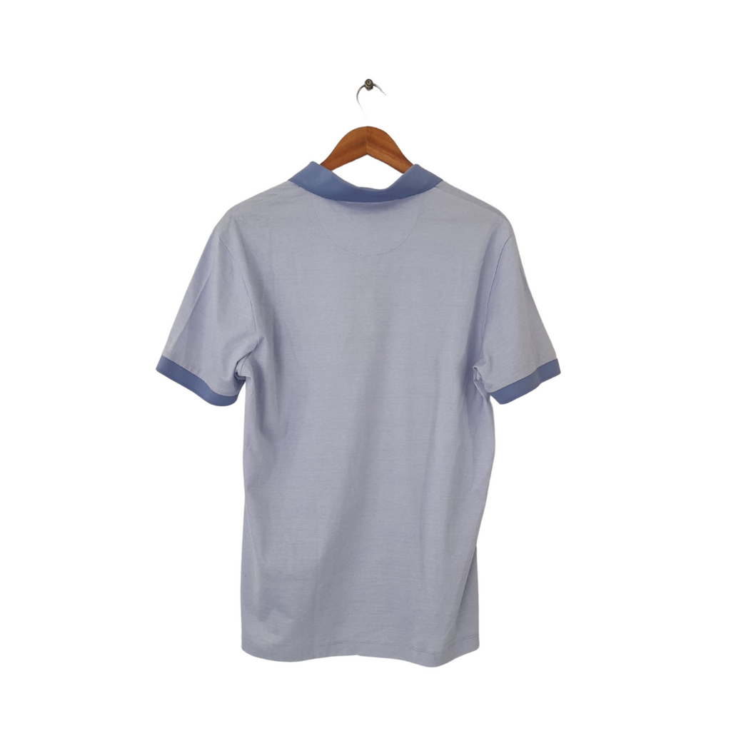 Marks & Spencer Blue Small Stripes Polo Shirt | Brand New |