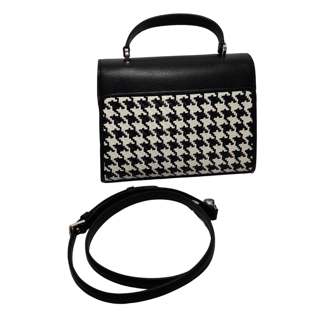 Kate Spade Black and White Houndstooth Leather 'Darcy' Satchel | Brand New |