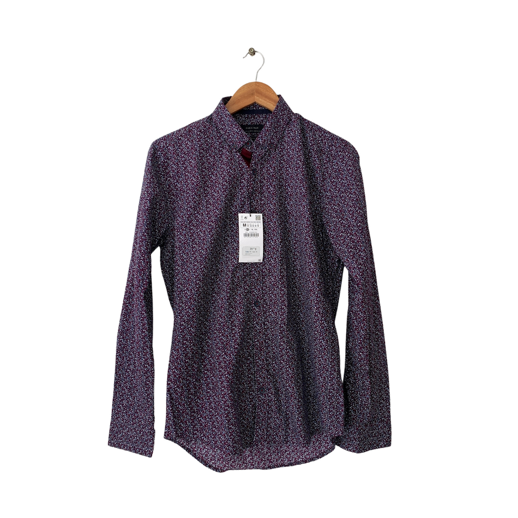 ZARA Men's Purple Printed Collared Shirt | Brand New |