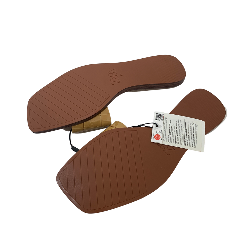 ZARA Camel Croc Print Slides | Brand New |