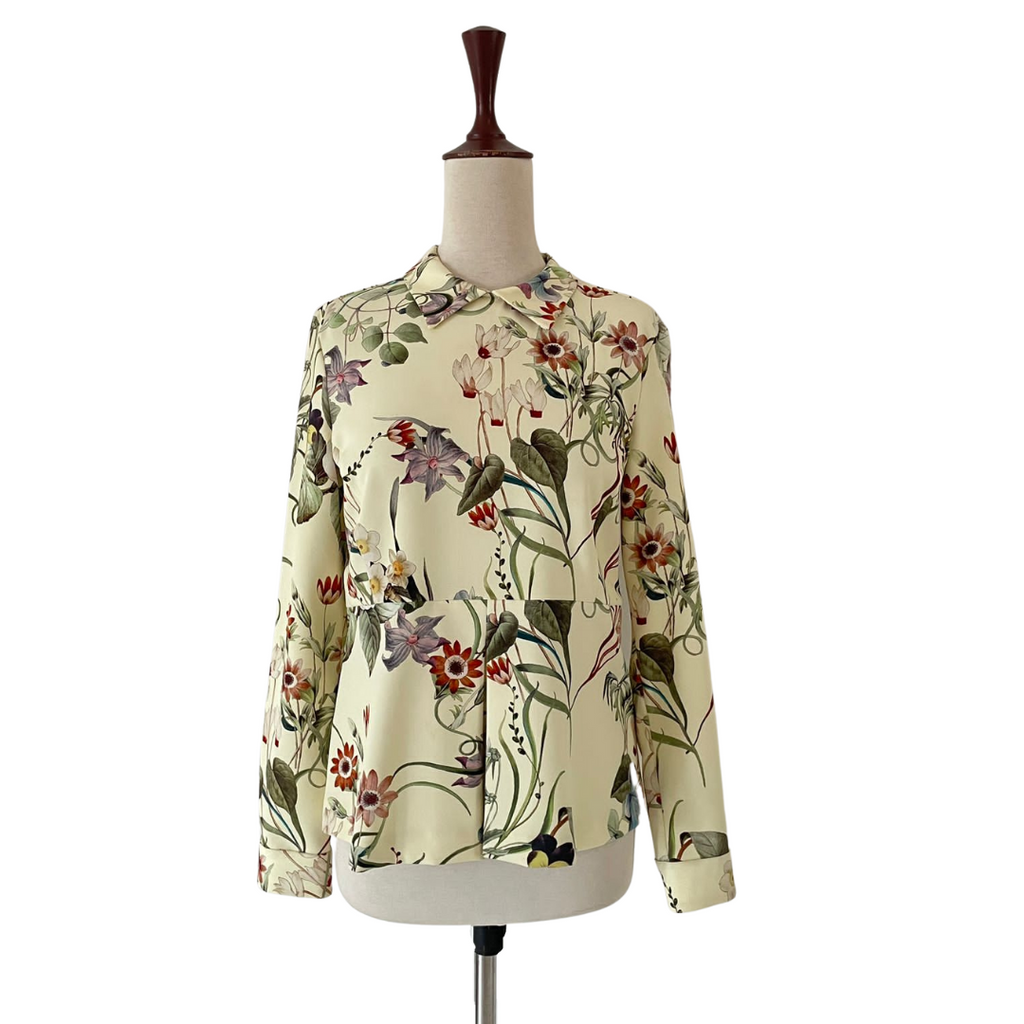 ZARA Cream with Printed Flowers Blouse | Gently Used |