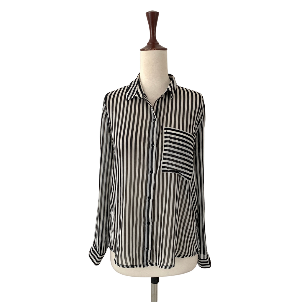 ZARA Striped Sheer Collared Shirt | Gently Used |