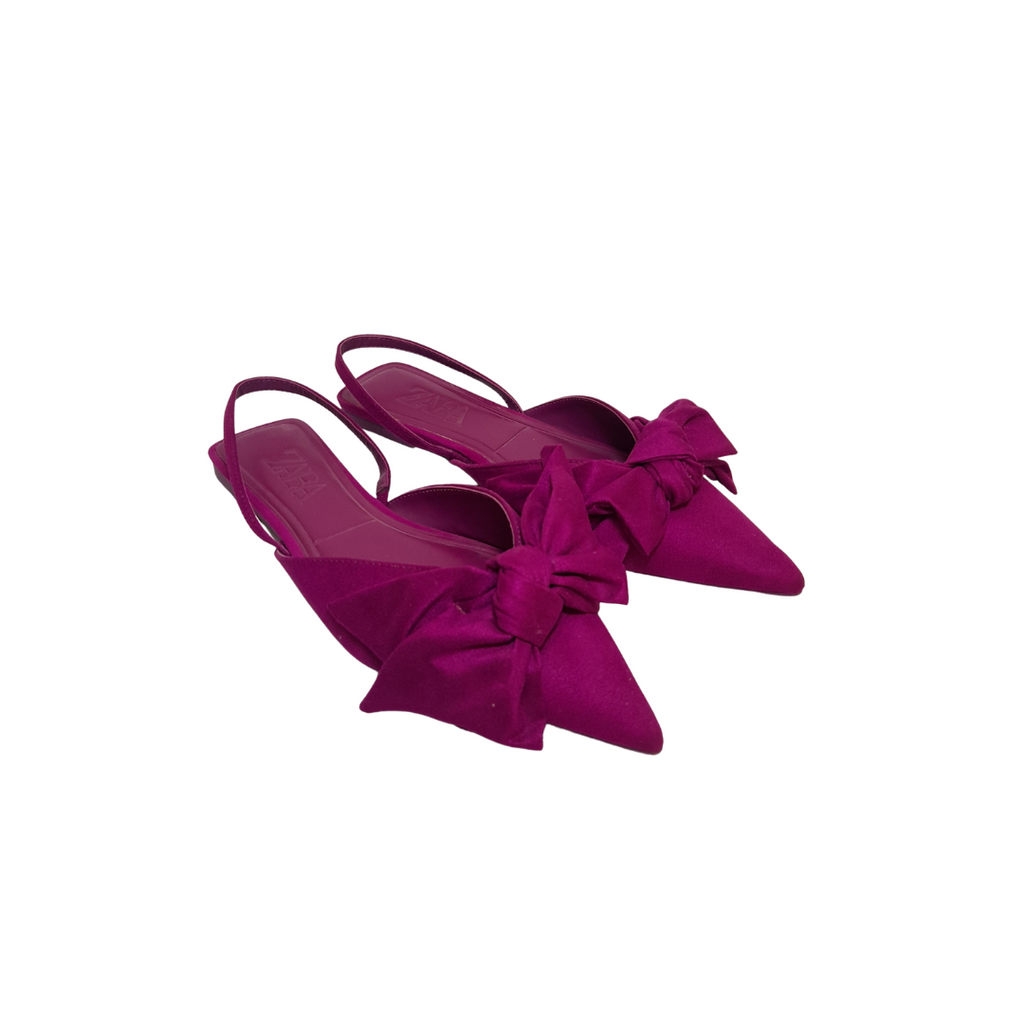 ZARA Fuschia Pointed Bow Flats | Like New |