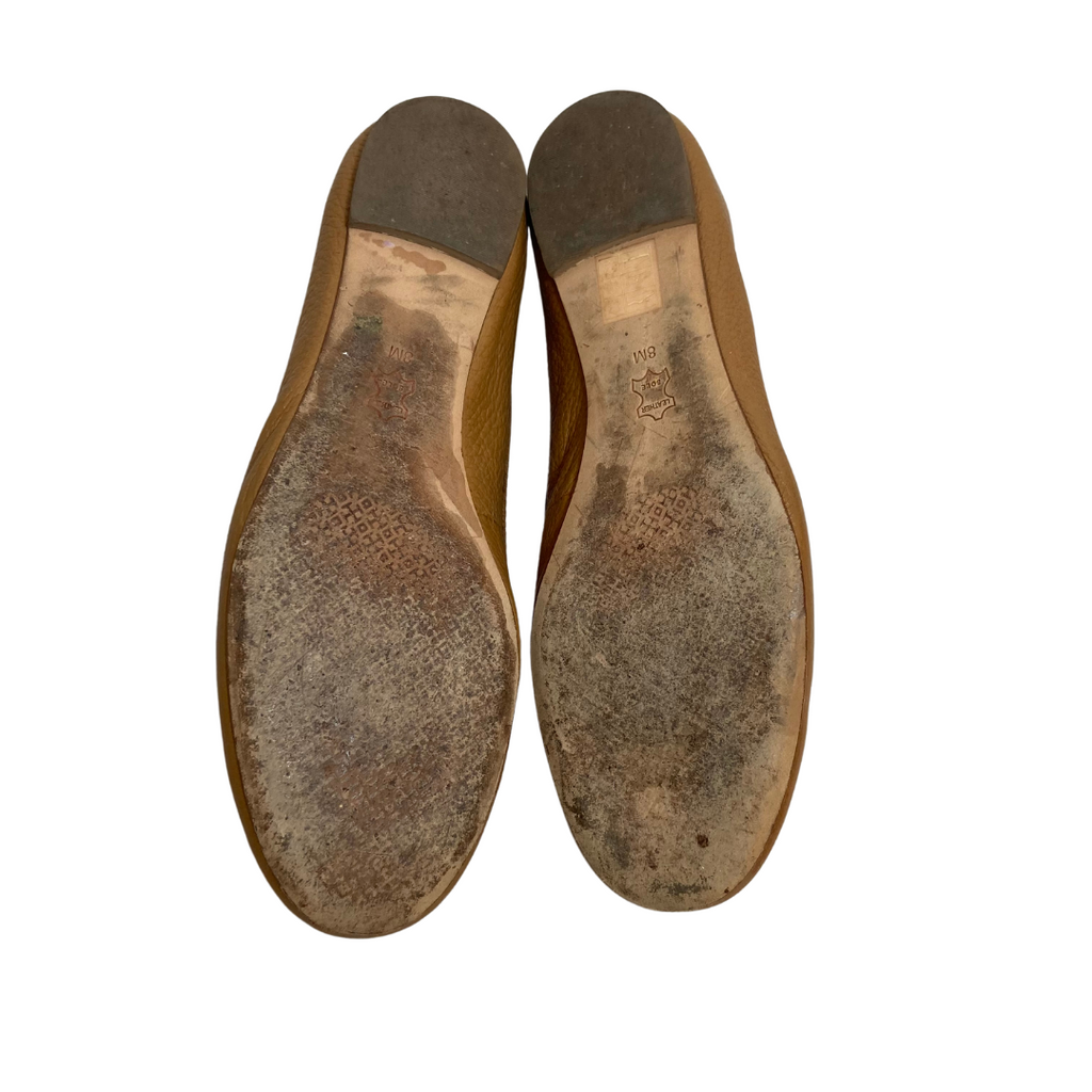Tory Burch Tan Leather "Selma" Logo Ballet Flats | Pre Loved |