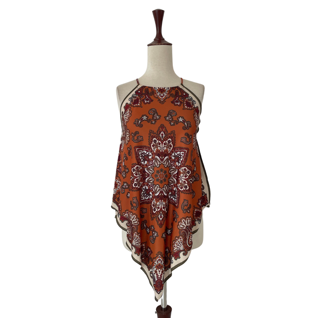 ZARA Rust Printed Handkerchief Top | Gently Used |