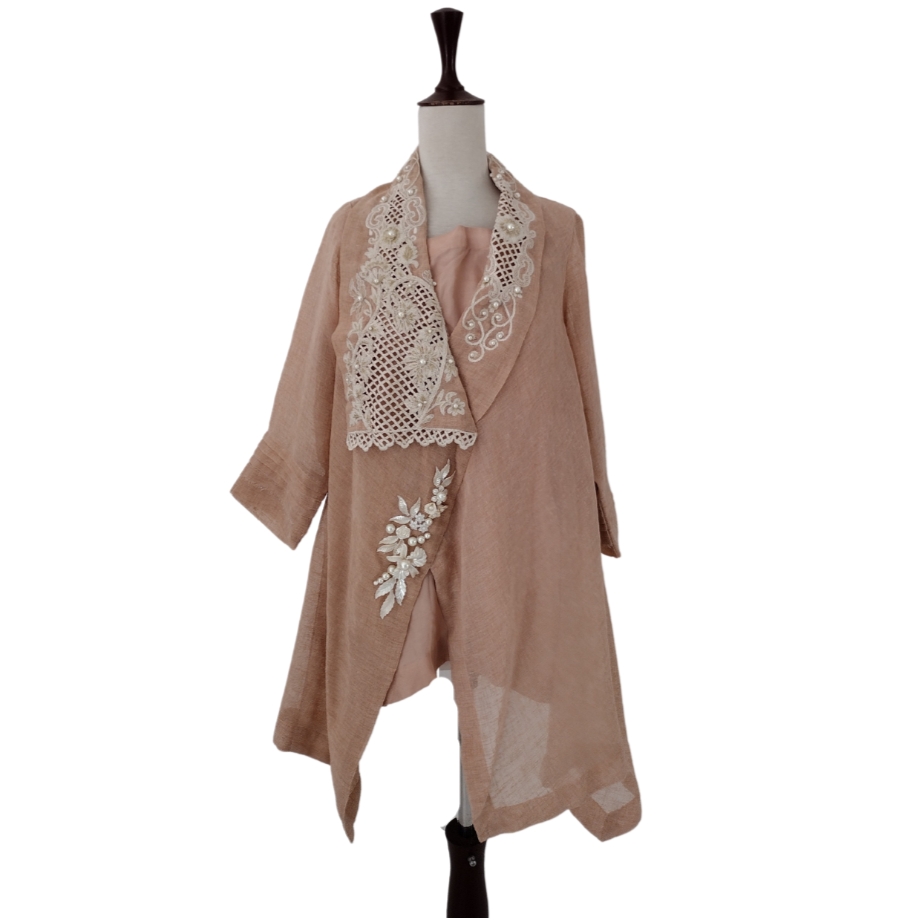 Zohra Alam Pink Embroidered Jacket with Slip | Gently Used |