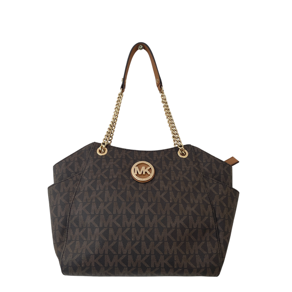 Michael Kors Brown Monogram Jetset Chain | Gently Used |