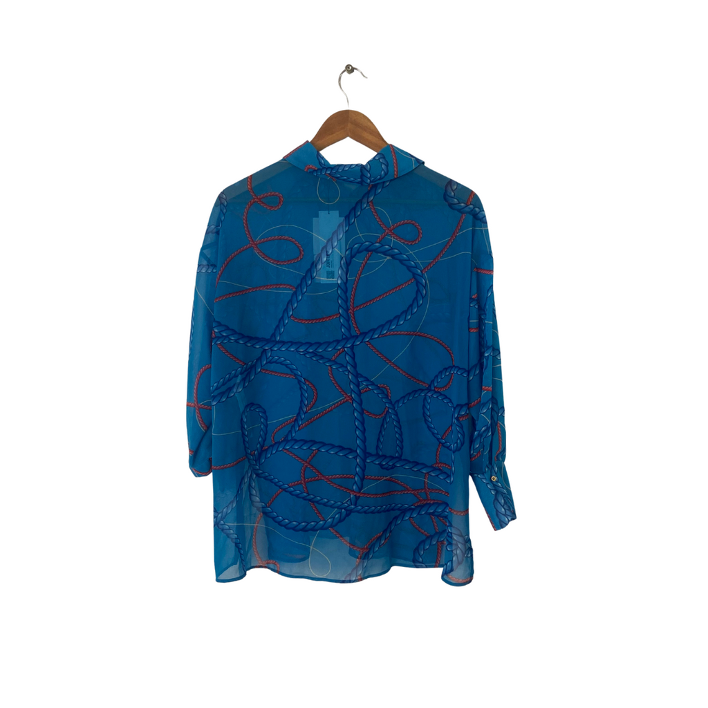 ZARA Blue Rope Print Sheer Shirt | Brand New |
