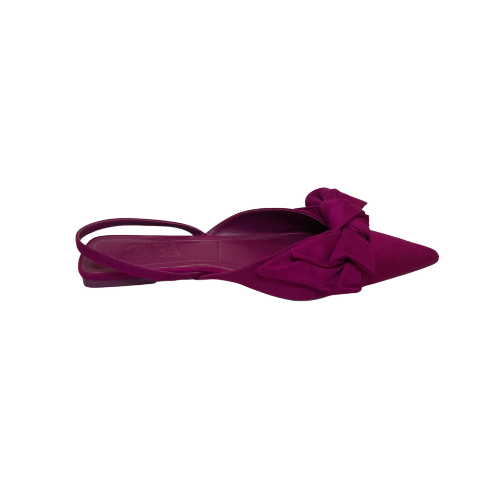 ZARA Fuschia Pointed Bow Flats | Like New |