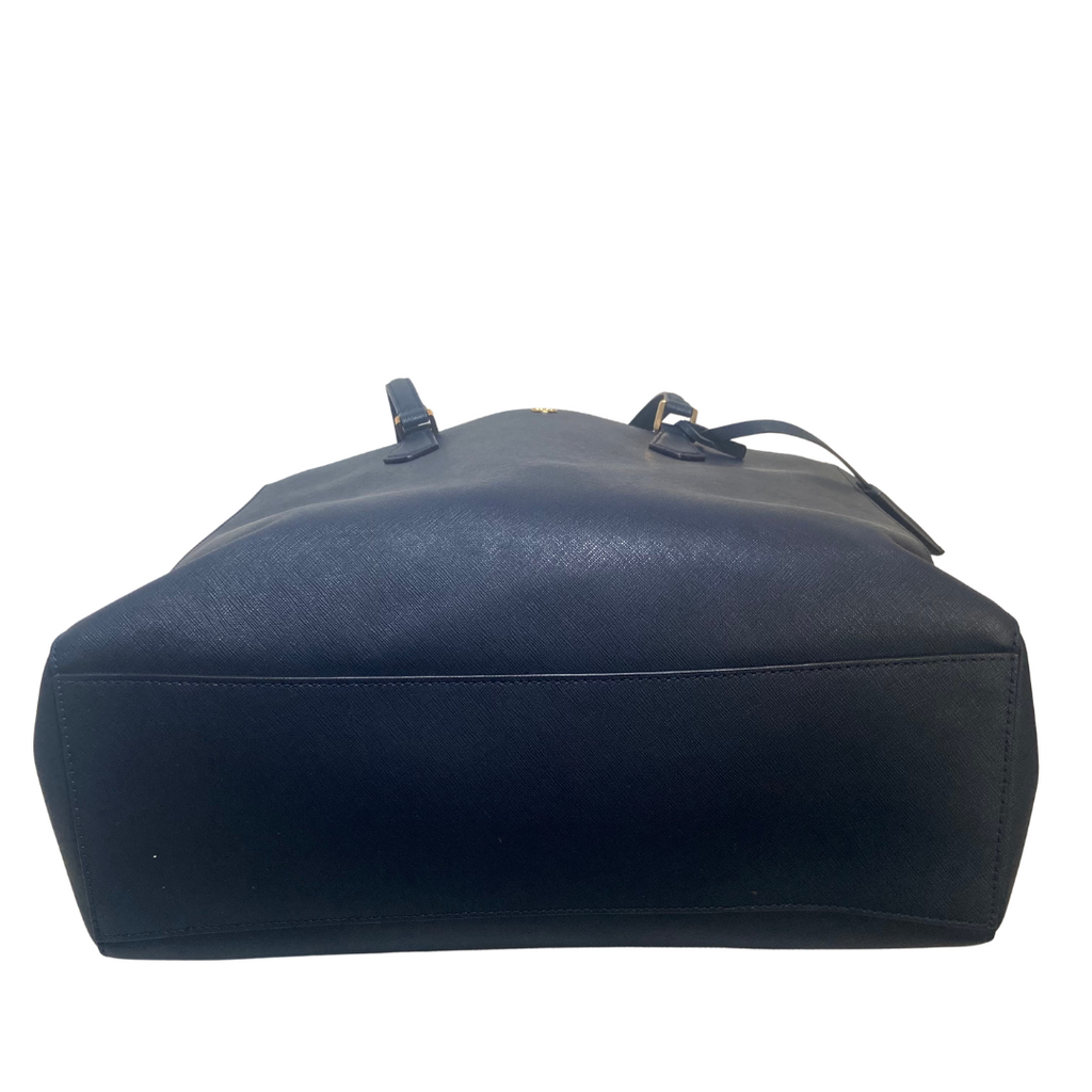 Tory Burch Navy Blue Leather 'Robinson' Tote | Gently Used |