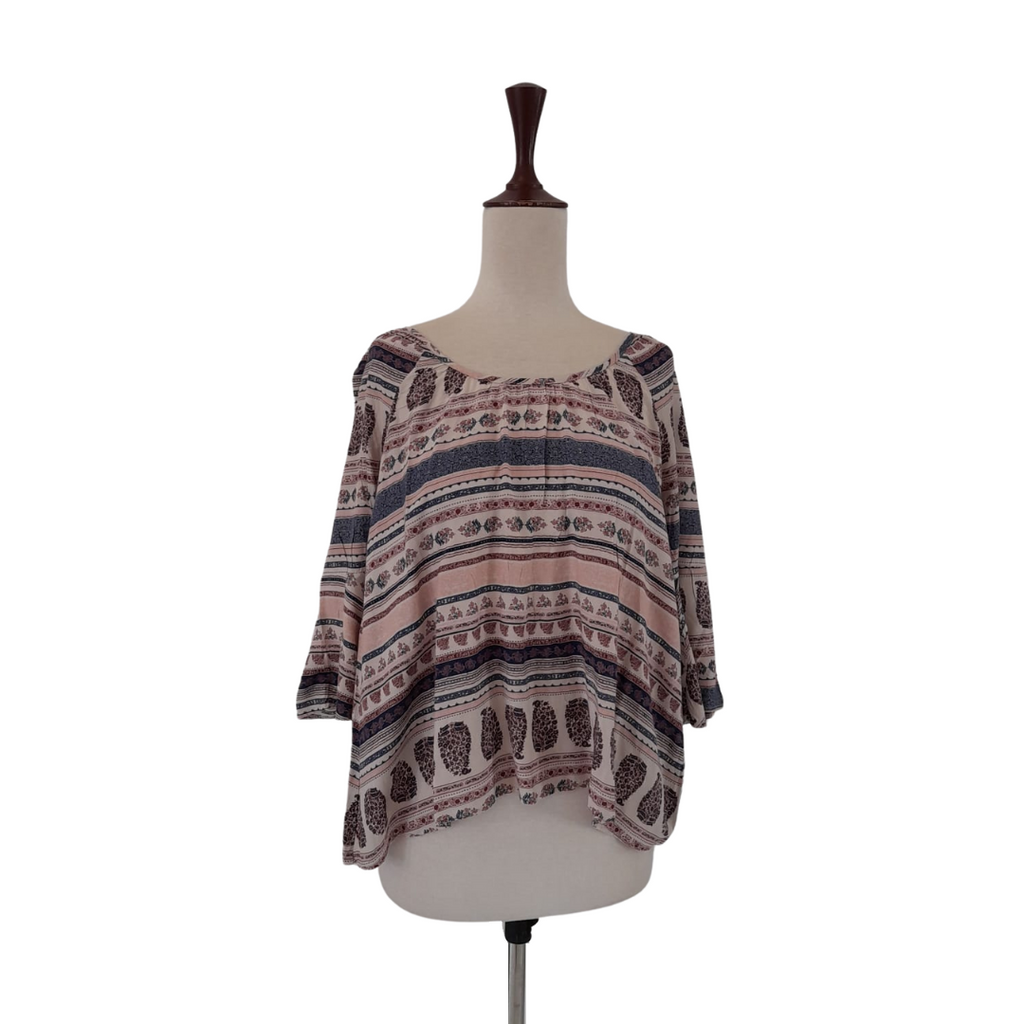 Pull & Bear Pink Printed Top | Gently Used |