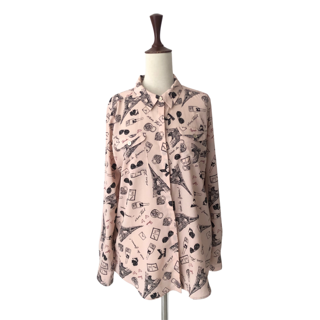 Karl Lagerfeld Pink Printed Collared Shirt | Brand New |