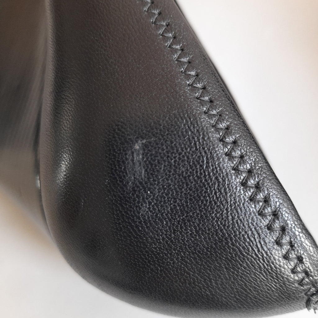 Tory Burch 'Laura' Black Leather Peep-toe Wedges | Pre Loved |