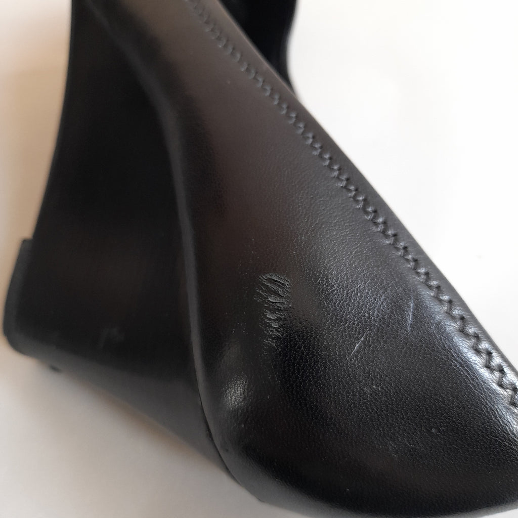 Tory Burch 'Laura' Black Leather Peep-toe Wedges | Pre Loved |