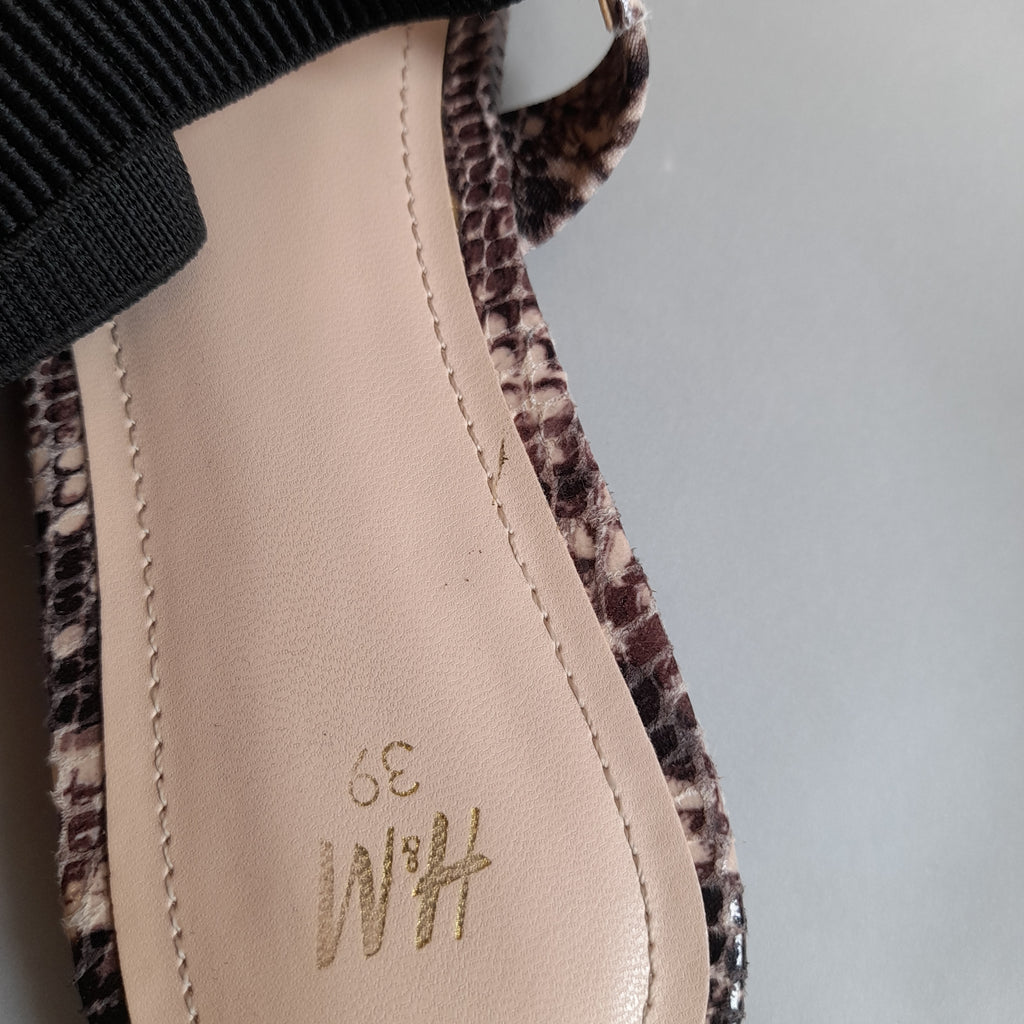 H&M Snakeskin Print Dual Strap Sandals | Gently Used |