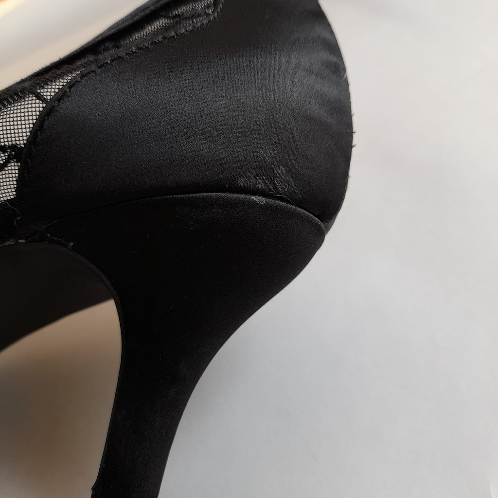 Karen Scott Black Mesh Rhinestone Peep-Toe Heels | Brand New |