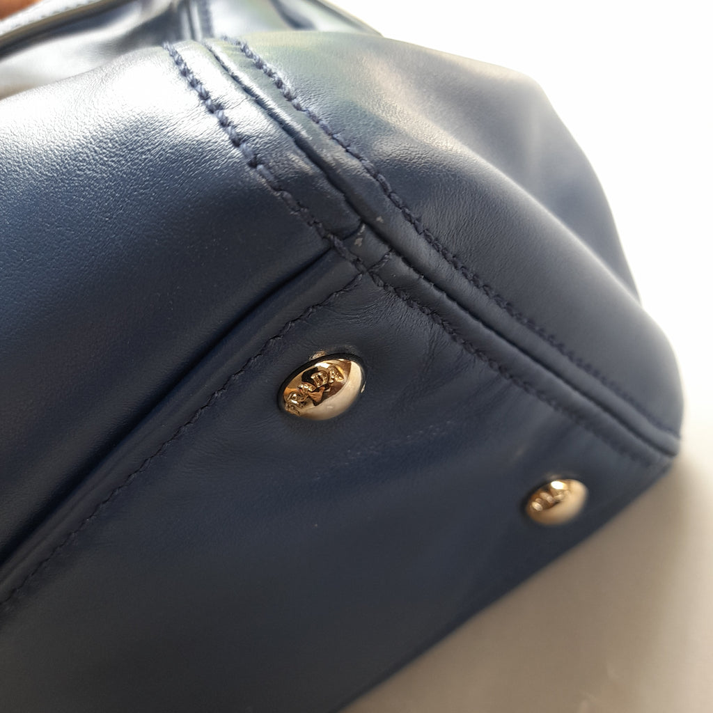 Prada Blue Soft Leather Double Zip Satchel | Gently Used |