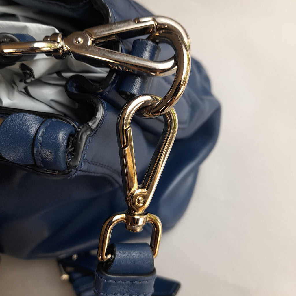 Prada Blue Soft Leather Double Zip Satchel | Gently Used |