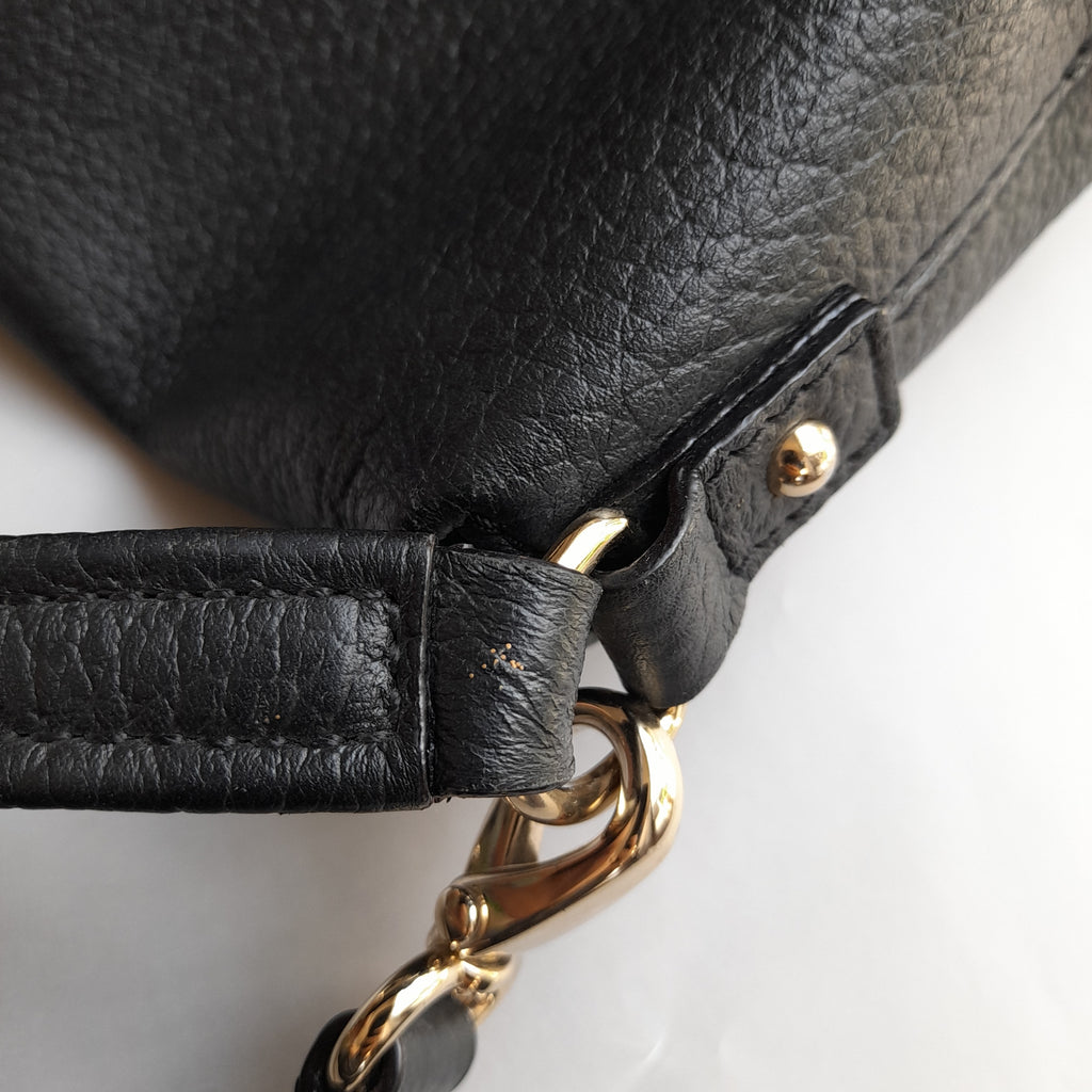 Kate Spade Black Pebbled Leather Foldover Crossbody Bag | Pre Loved |