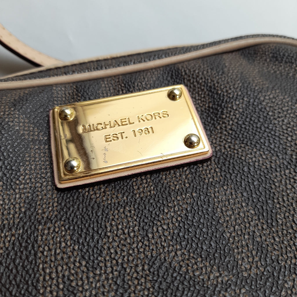 Michael Kors Brown Monogram Mini Crossbody Bag | Pre Loved |