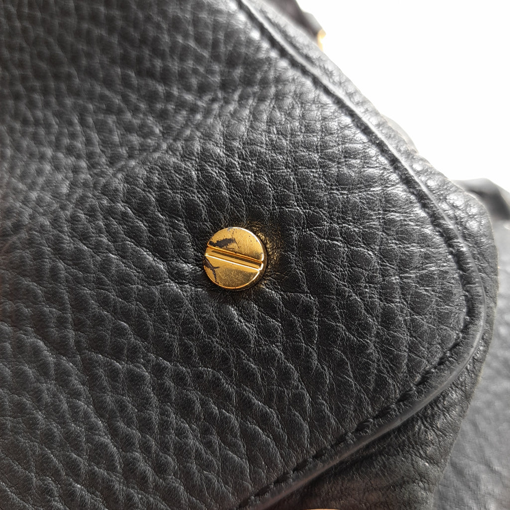 Tory Burch Black Pebbled Leather 'Amanda' Slouchy Satchel | Pre Loved |