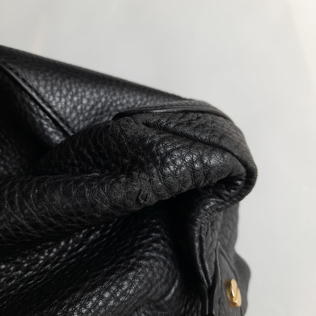 Tory Burch Black Pebbled Leather 'Amanda' Slouchy Satchel | Pre Loved |