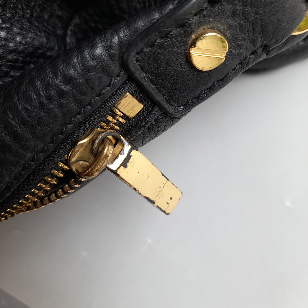 Tory Burch Black Pebbled Leather 'Amanda' Slouchy Satchel | Pre Loved |