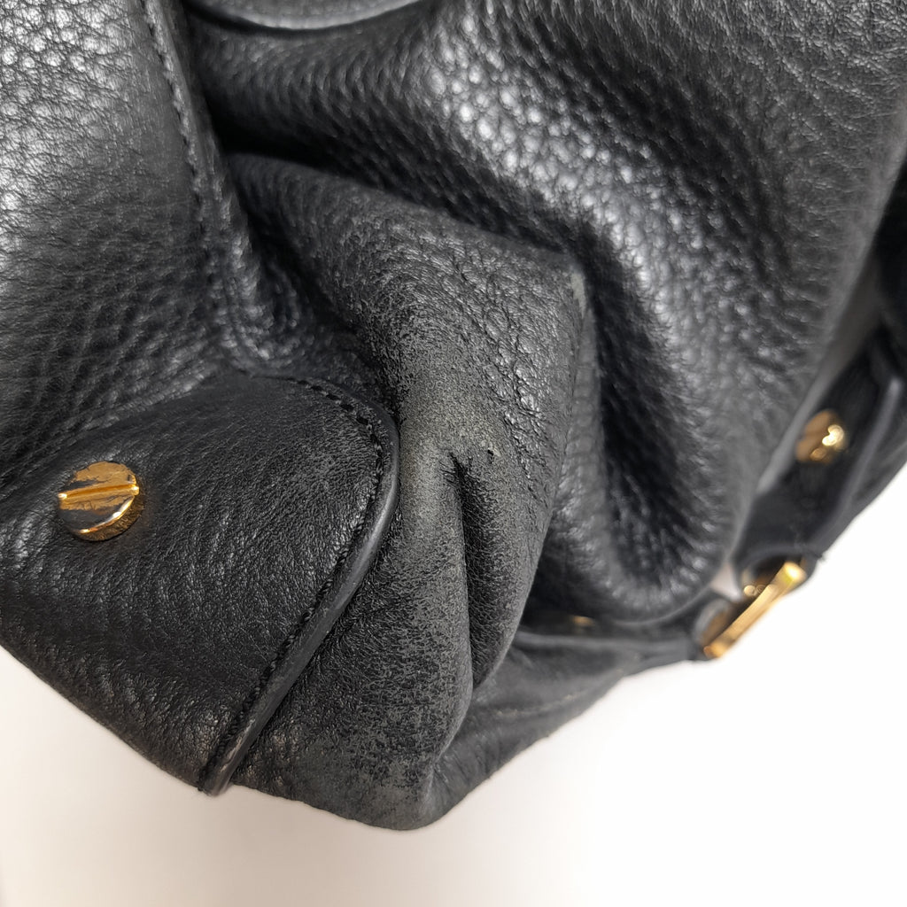 Tory Burch Black Pebbled Leather 'Amanda' Slouchy Satchel | Pre Loved |