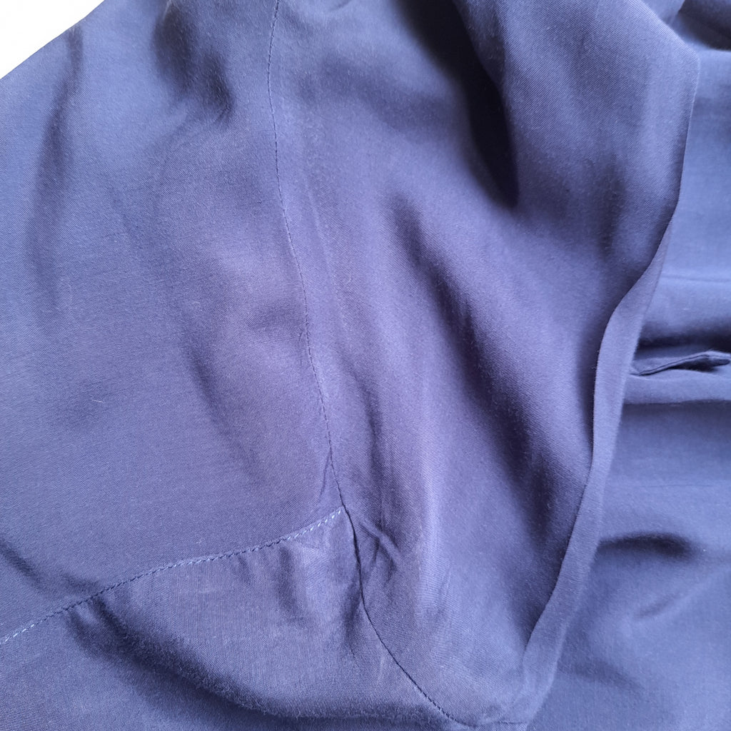 ZARA Navy Blue with White Trim Blouse | Pre Loved |