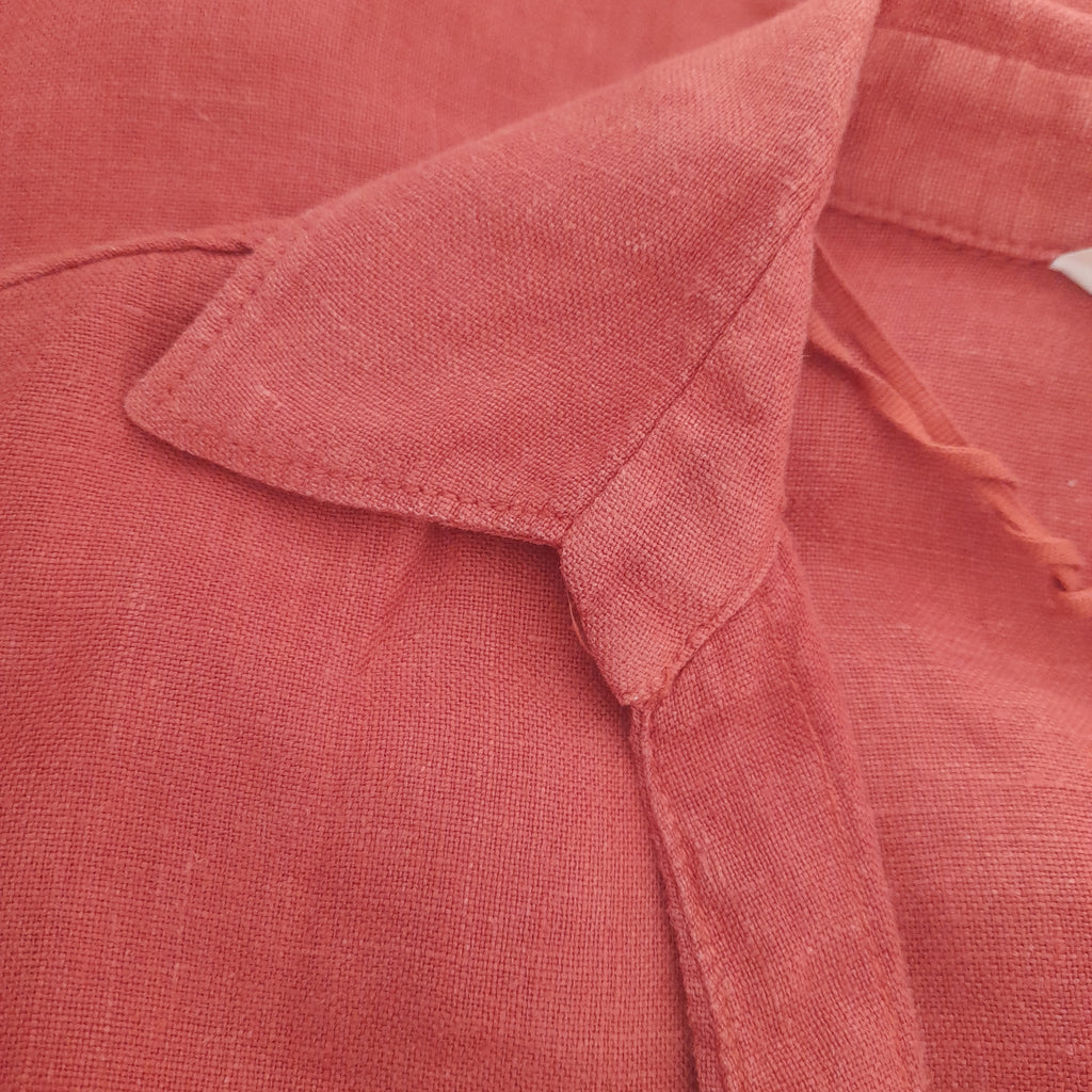 ZARA Coral Linen Cropped Collared Shirt | Gently Used |