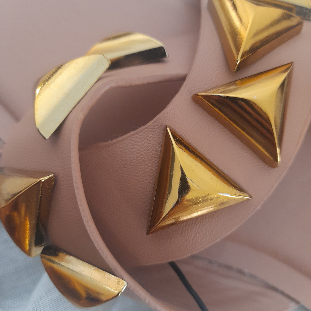 ZARA Brown Gold Stud Slides | Brand New |