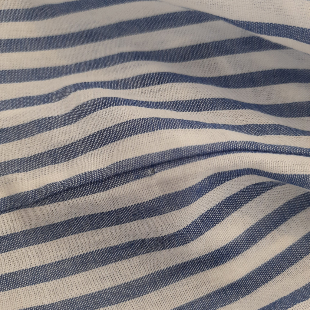 ZARA Blue and White Striped V-neck Top | Gently Used |