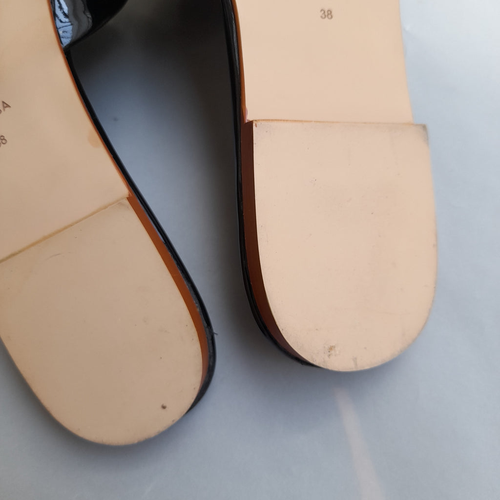 Miaasa Black Nora Buckle Slides | Like New |