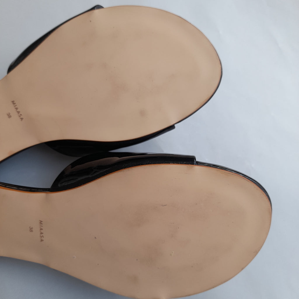 Miaasa Black Nora Buckle Slides | Like New |